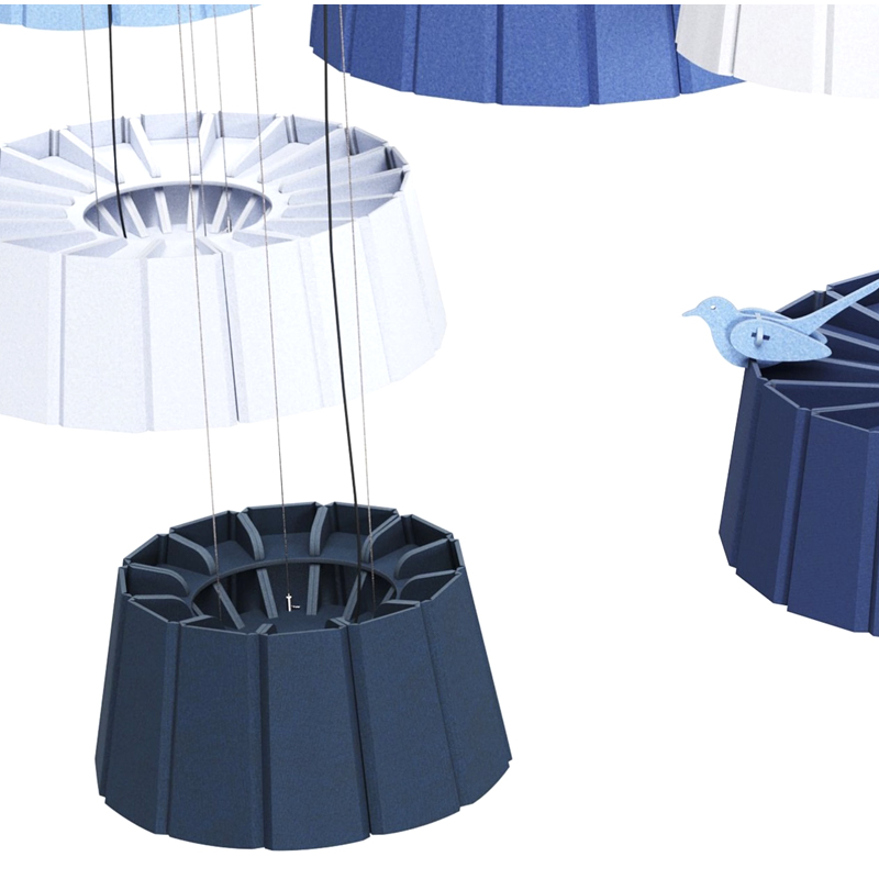 Moderne design akustisk panel afskærmer lydabsorberende og miljøvenlig polyesterfiberpladeform til træningsbrug