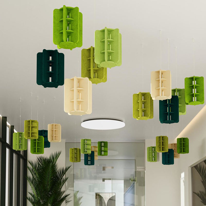 Moderne design akustisk panel afskærmer lydabsorberende og miljøvenlig polyesterfiberpladeform til træningsbrug Moderne design akustisk panel afskærmer lydabsorberende og miljøvenlig polyesterfiberpladeform til træningsbrug