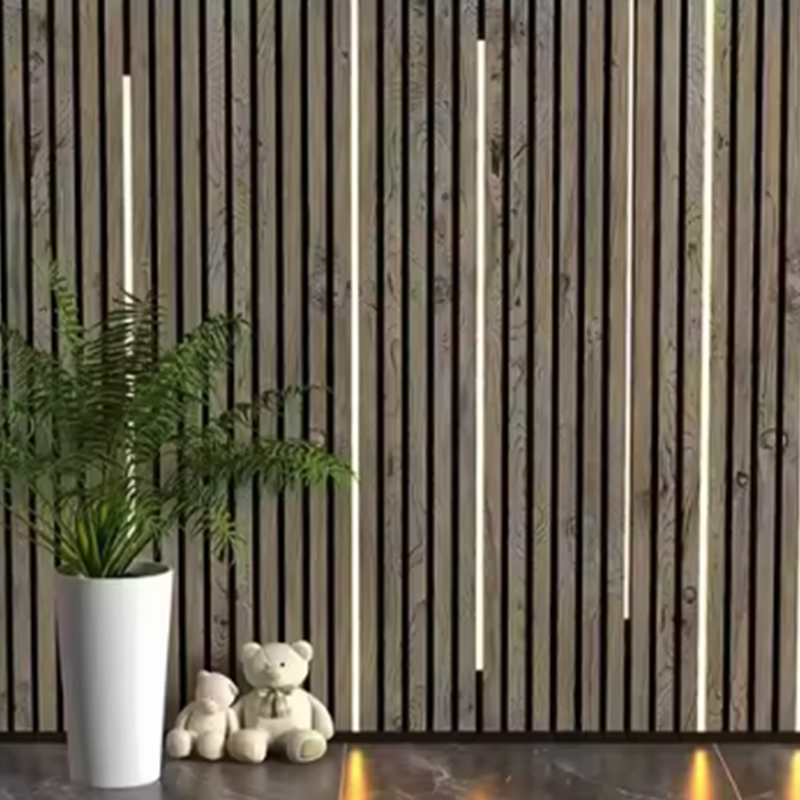 Forskellige materialer Træstrimler Kontordekoration Vægpaneler Rist Lydabsorberende paneler Grafisk design Projektløsning Forskellige materialer Træstrimler Kontordekoration Vægpaneler Rist Lydabsorberende paneler Grafisk design Projektløsning